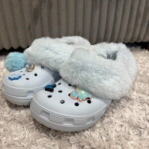 Crocs Women's White and Blue Slippers